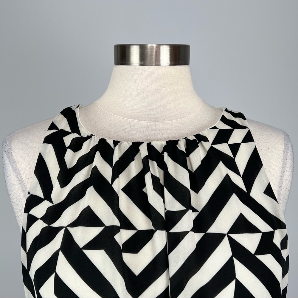 Francesca Bird Cage Womens Sleeveless Dress Black White Geo Print size Large - Picture 3 of 11